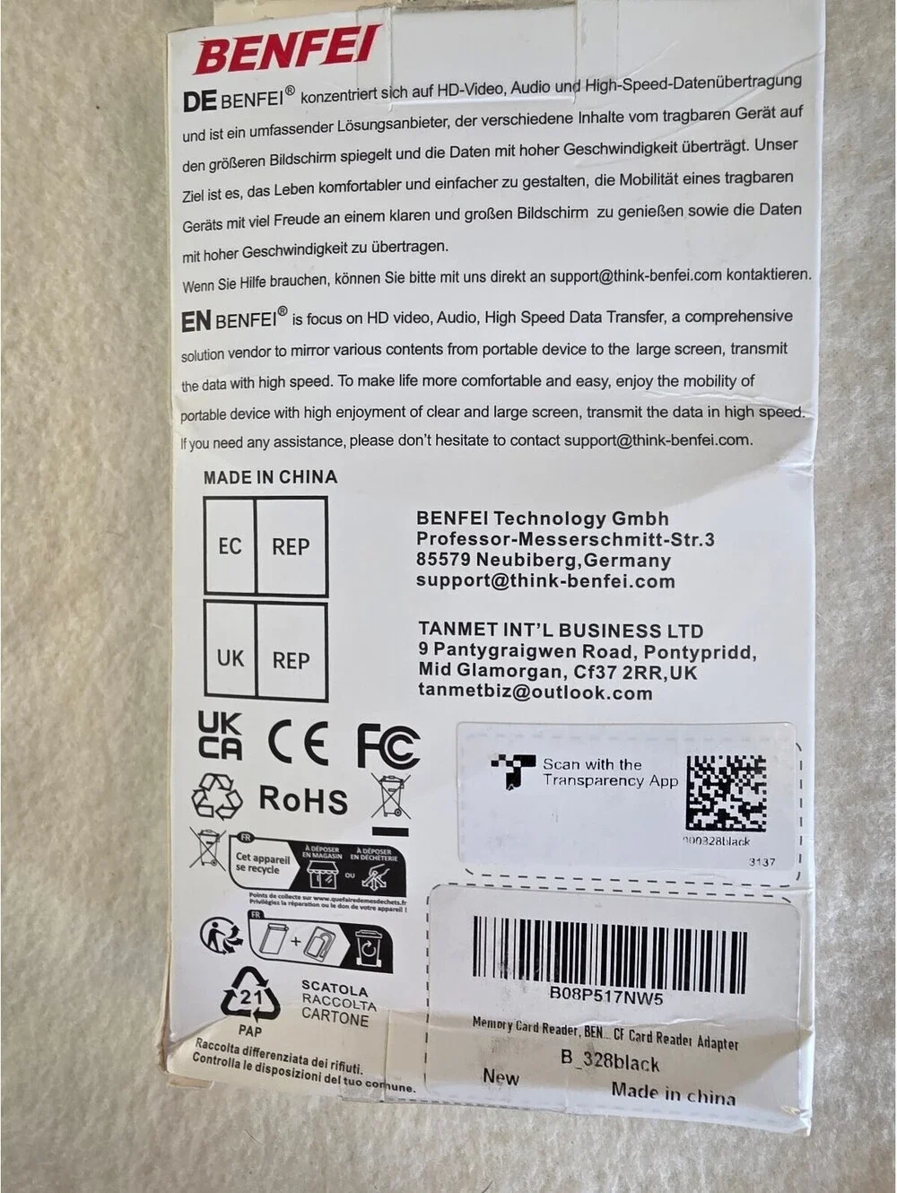 BENFEI B328 4-in-1 USB-C USB 3.0 SD MicroSD MS CF Card Reader New